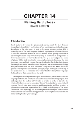 Naming Bardi Places CLAIRE BOWERN