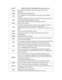 1327-77 REIGN of KING EDWARD III (Crowned at Age 14). 1328 Edward