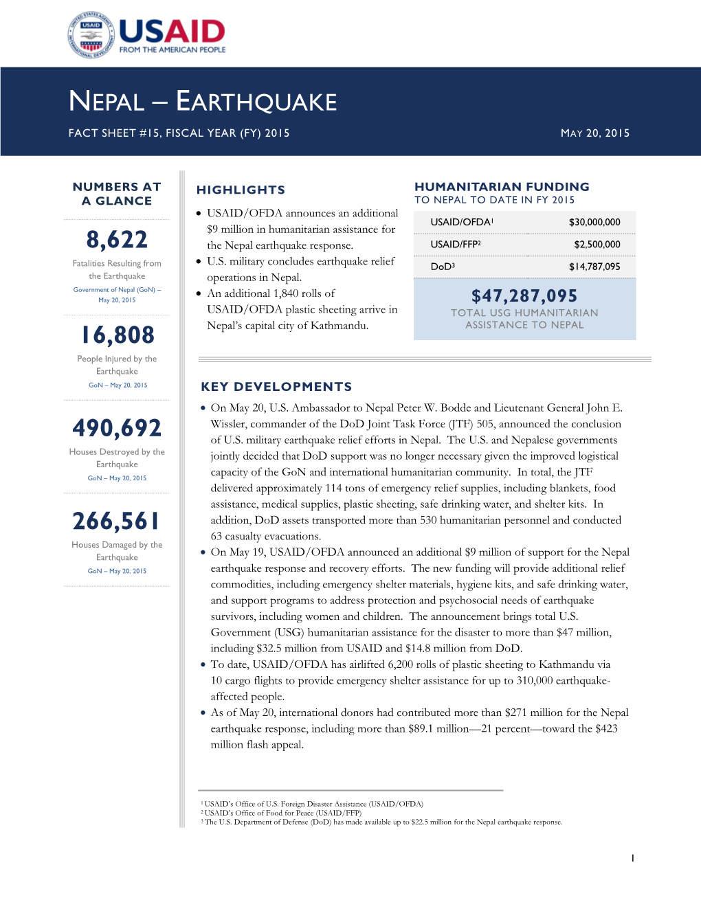 Nepal Earthquake Fact Sheet