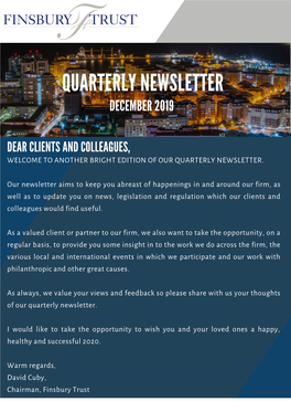 Quarterly Newsletter December 2019