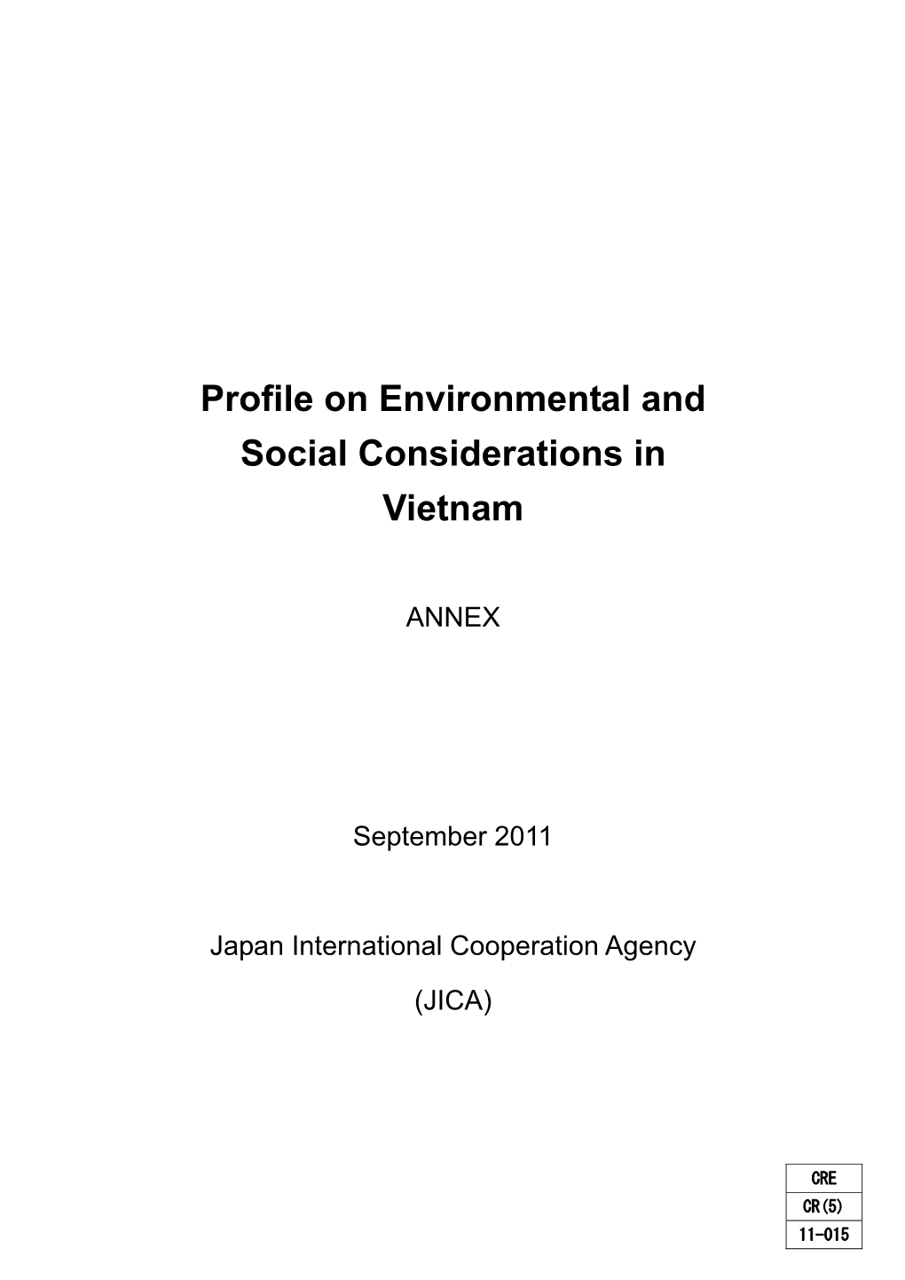 Profile on Environmental and Social Considerations in Vietnam