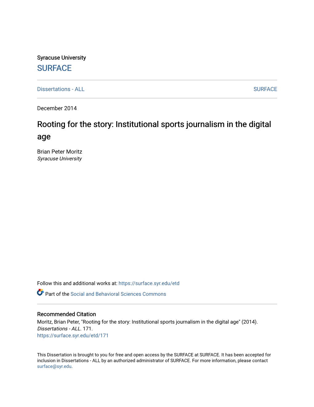 Rooting for the Story: Institutional Sports Journalism in the Digital Age