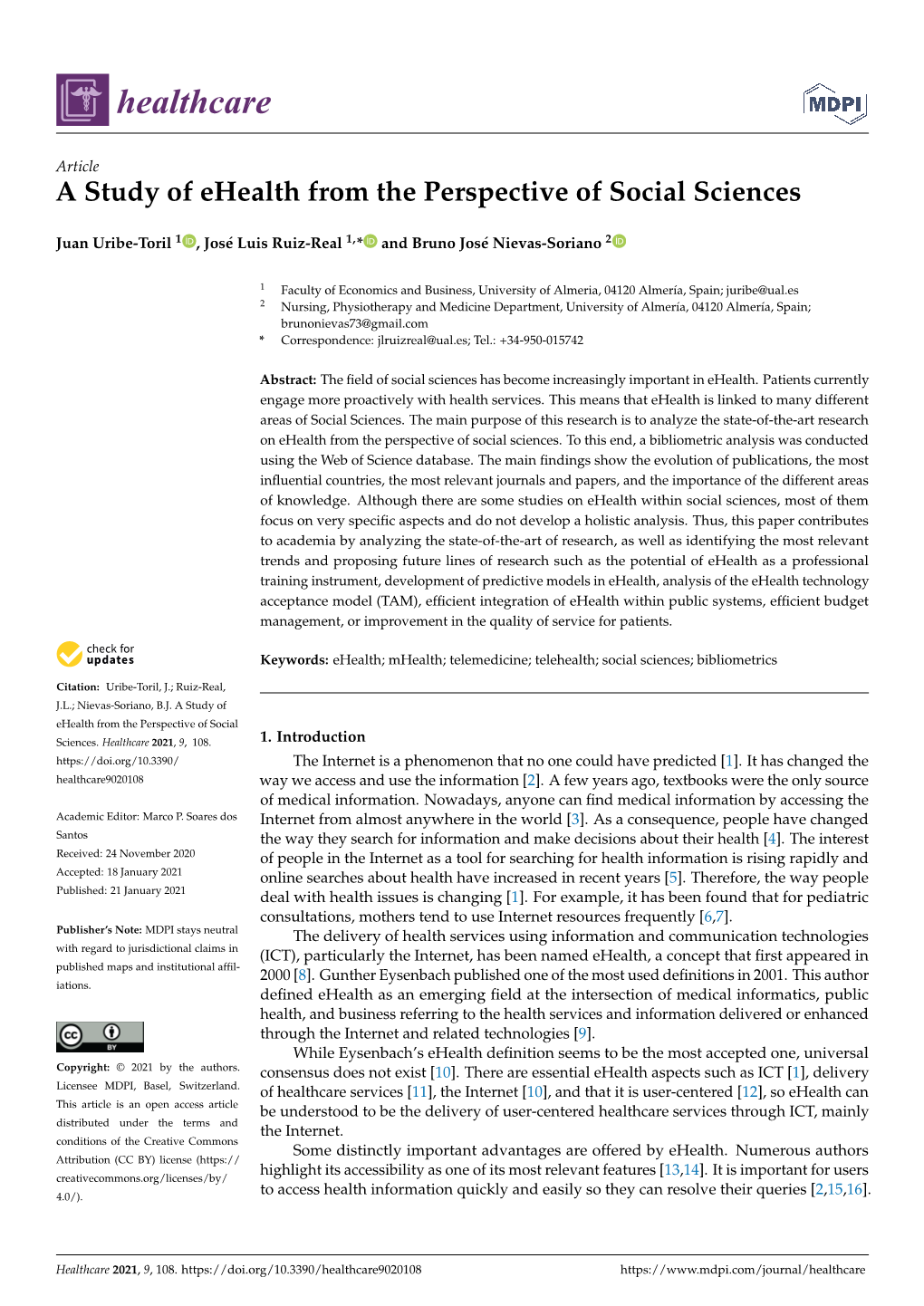 A Study of Ehealth from the Perspective of Social Sciences