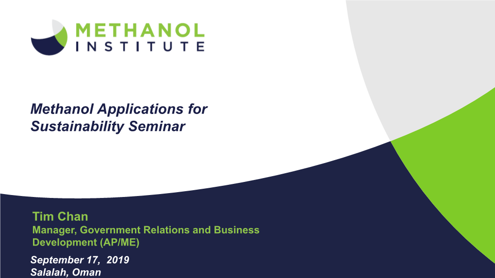 Methanol Applications for Sustainability Seminar