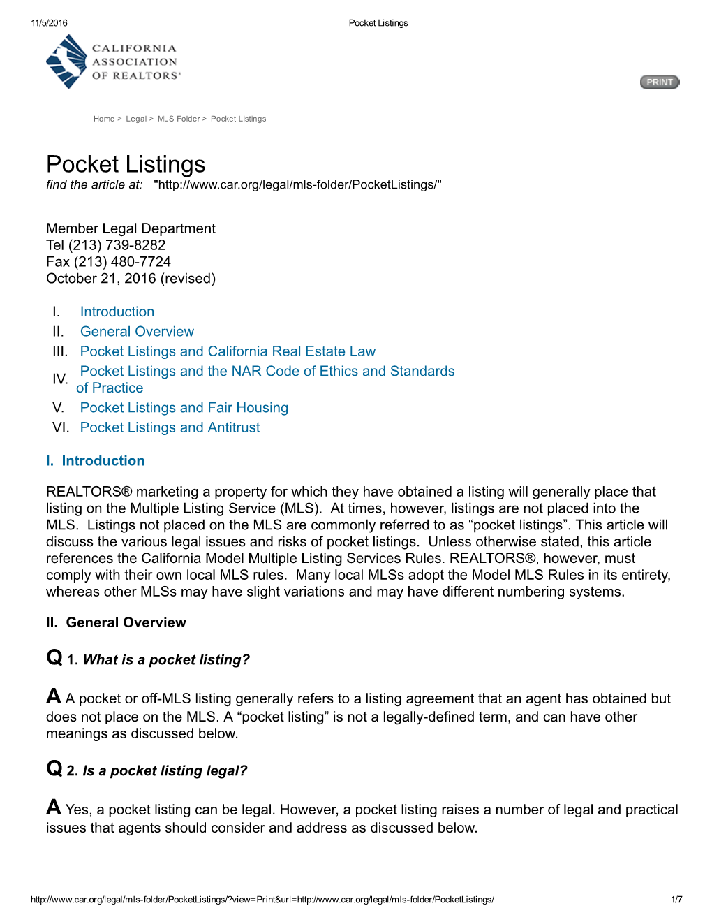 Pocket Listings