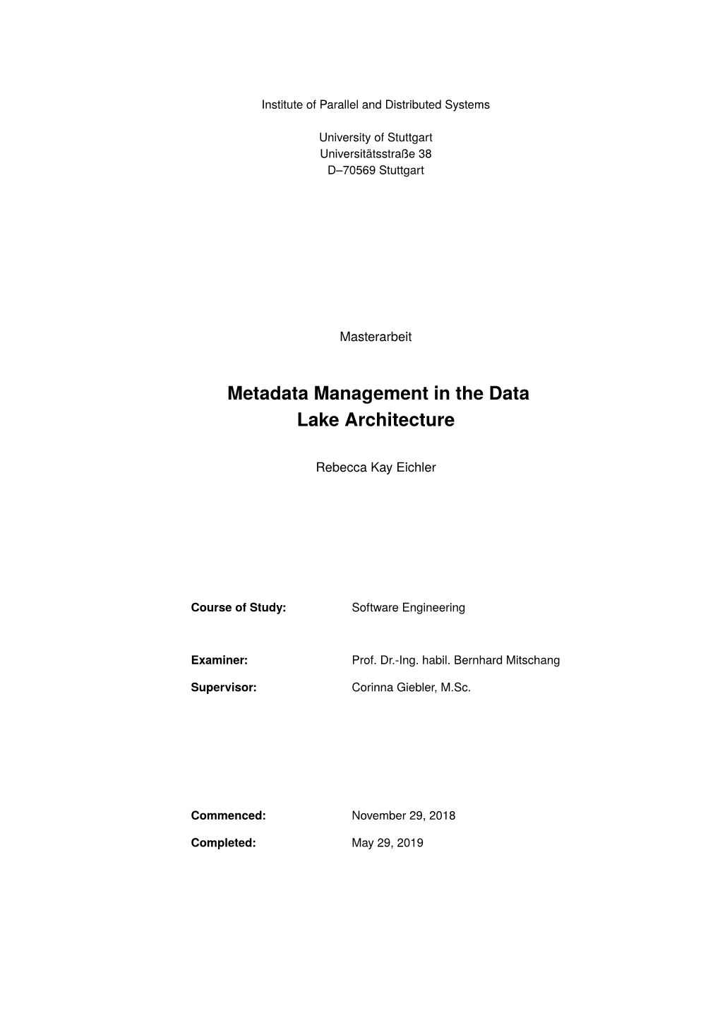 Metadata Management in the Data Lake Architecture