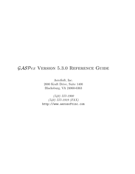 Gaspex Version 5.3.0 Reference Guide