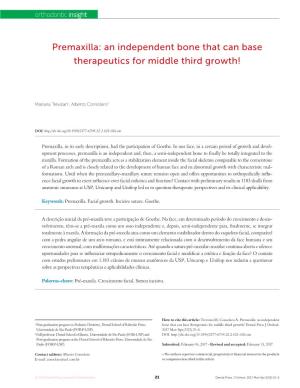 Premaxilla: an Independent Bone That Can Base Therapeutics for Middle Third Growth!