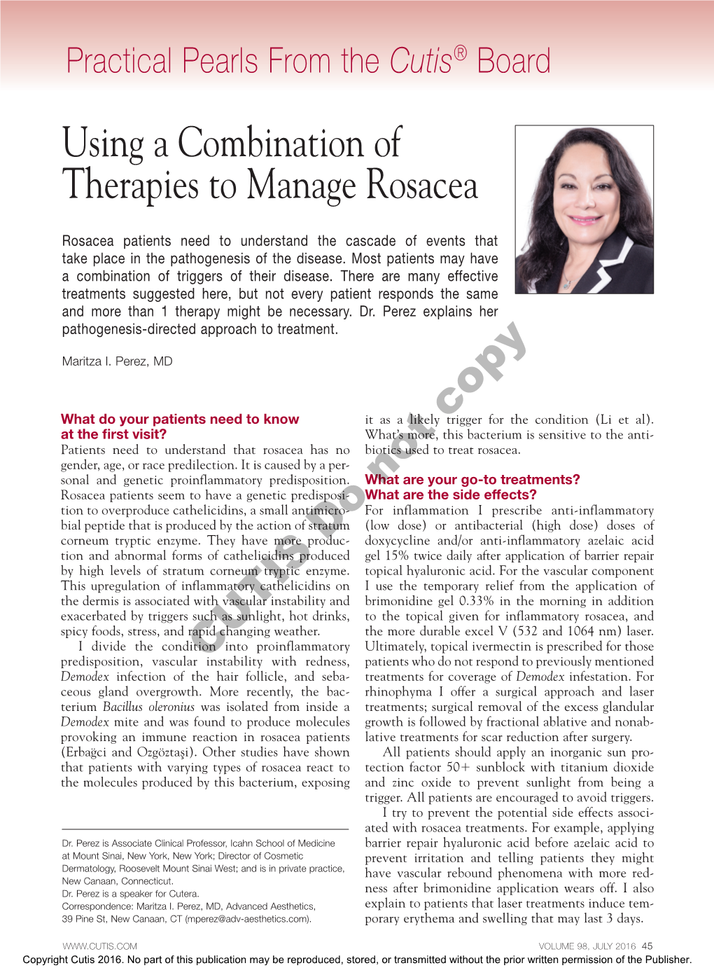 Using a Combination of Therapies to Manage Rosacea