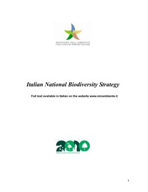 Text of the Italian National Biodiversity Strategy