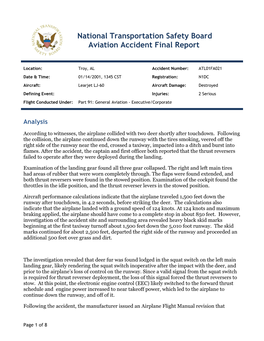 National Transportation Safety Board Aviation Accident Final Report