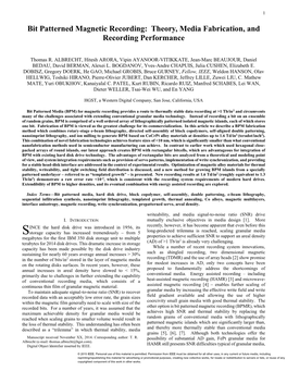 Bit Patterned Magnetic Recording: Theory, Media Fabrication, and Recording Performance