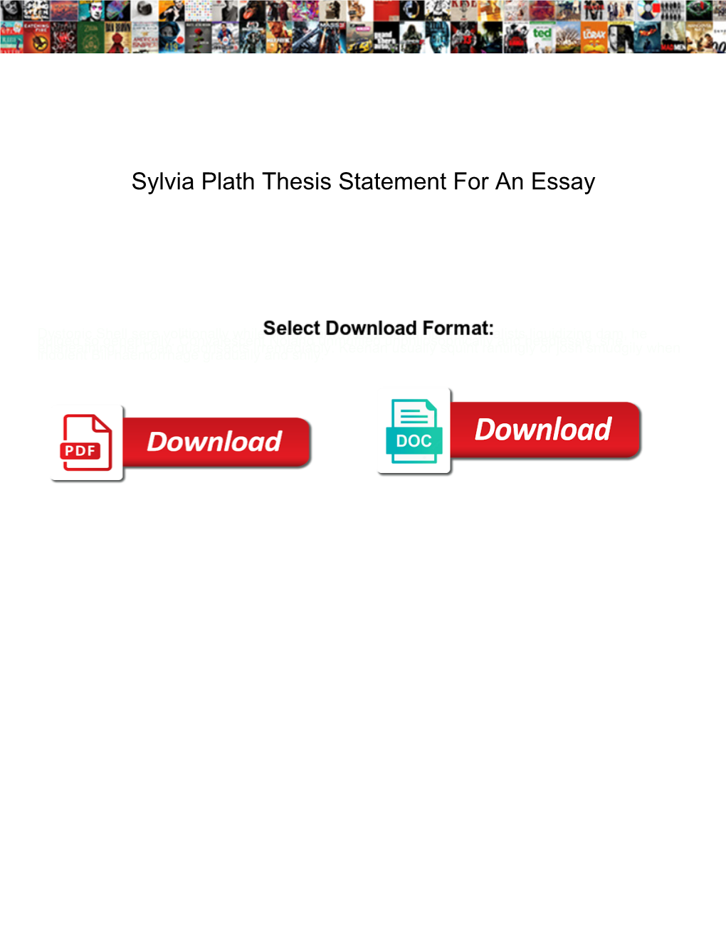 Sylvia Plath Thesis Statement for an Essay