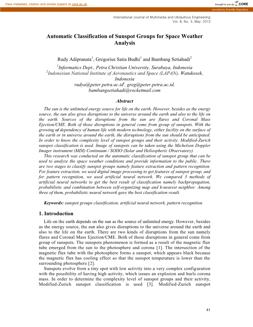 Automatic Classification of Sunspot Groups for Space Weather Analysis