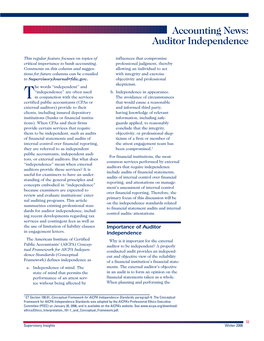 Accounting News: Auditor Independence