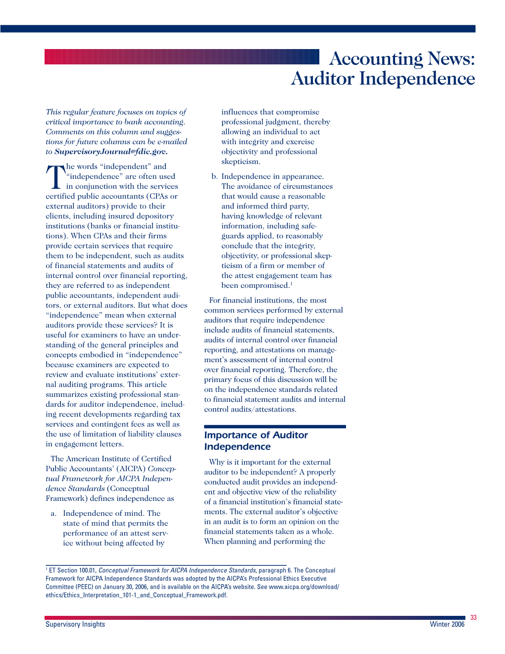 Accounting News: Auditor Independence