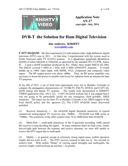 EVALUATION of DVB-T, DIGITAL TELEVISION