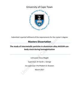 The Study of Intermetallic Particles in Aluminium Alloy AA3104 Can-Body Stock During Homogenisation