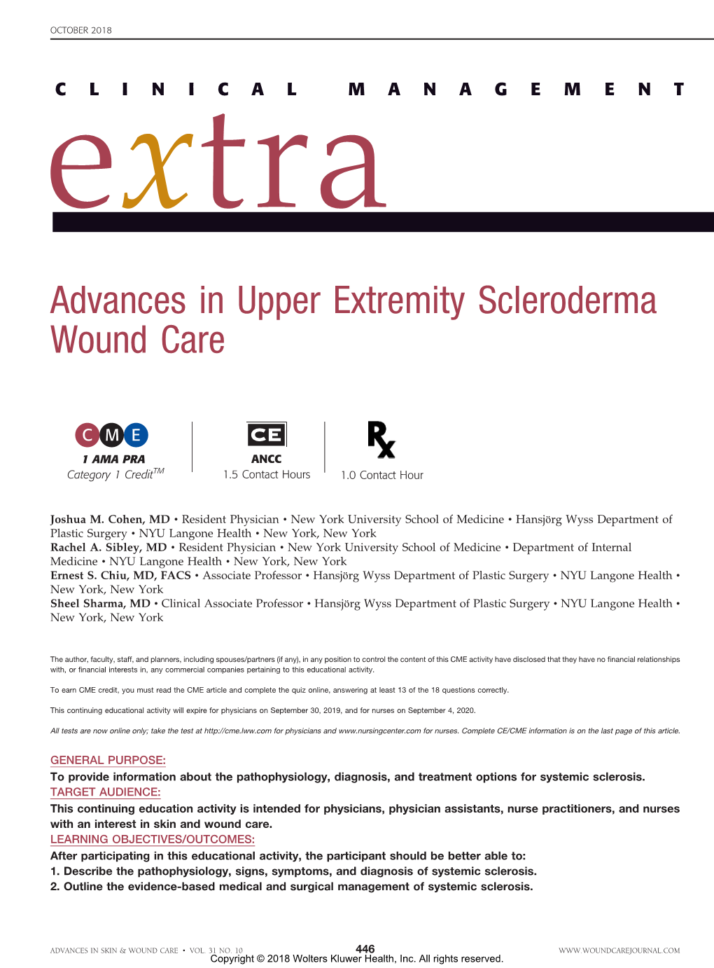 Advances in Upper Extremity Scleroderma Wound Care