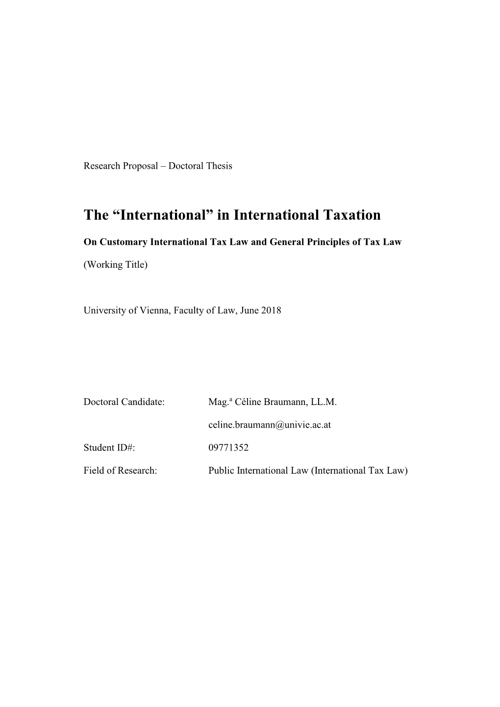 In International Taxation