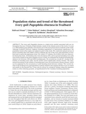 Population Status and Trend of the Threatened Ivory Gull Pagophila Eburnea in Svalbard