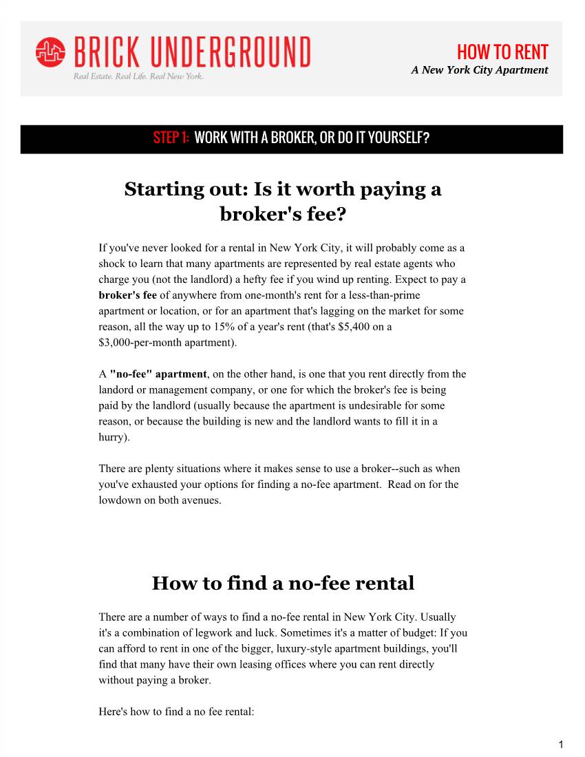 Starting Out: Is It Worth Paying a Broker's Fee? How to Find a Nofee Rental