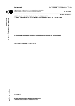 Unclassified DSTI/ICCP/TISP(2005)13/FINAL