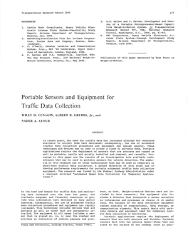 Portable Sensors and Equipment for Traffic Data Collection