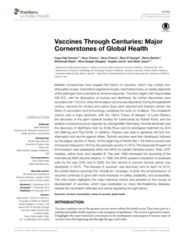 Vaccines Through Centuries: Major Cornerstones of Global Health