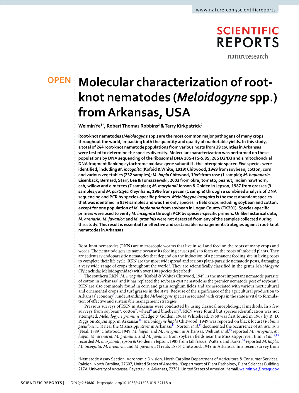 Molecular Characterization of Root-Knot Nematodes