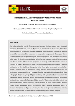 18-Phytochemical and Antioxidant Activity of Piper Cubeba Leaves