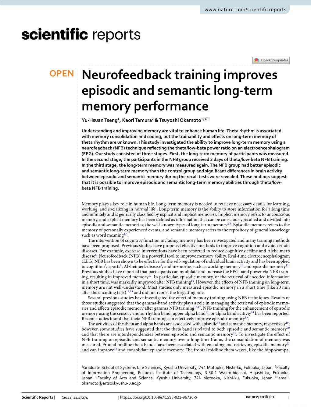 Neurofeedback Training Improves Episodic and Semantic Long-Term