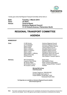 Agenda of Regional Transport Committee