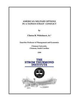 American Military Options in a Taiwan Strait Conflict, 1999
