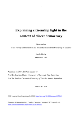 Explaining Citizenship Light in the Context of Direct Democracy