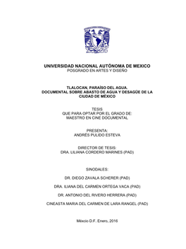 Tesis: Tlalocan, Paraíso Del Agua. Documental Sobre