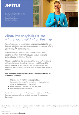 Alison Sweeney Helps to Put What's Your Healthy? on the Map