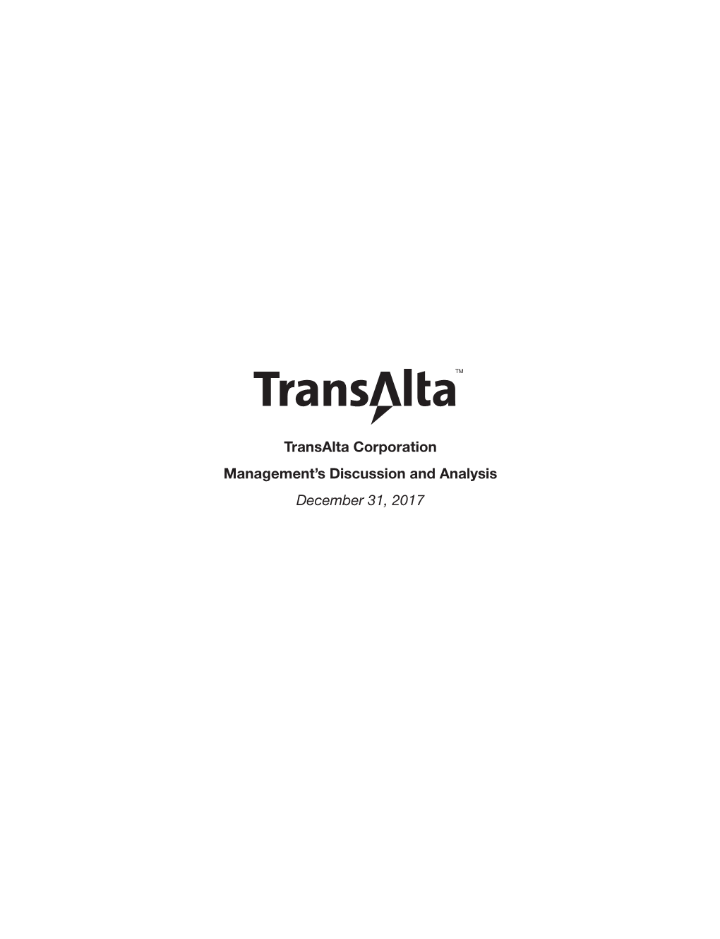 Transalta Corporation Management's Discussion and Analysis December