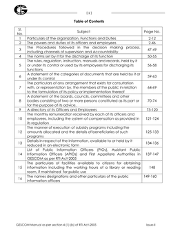 Table of Contents Sl. No. Subject Page No. 1 Particulars of The