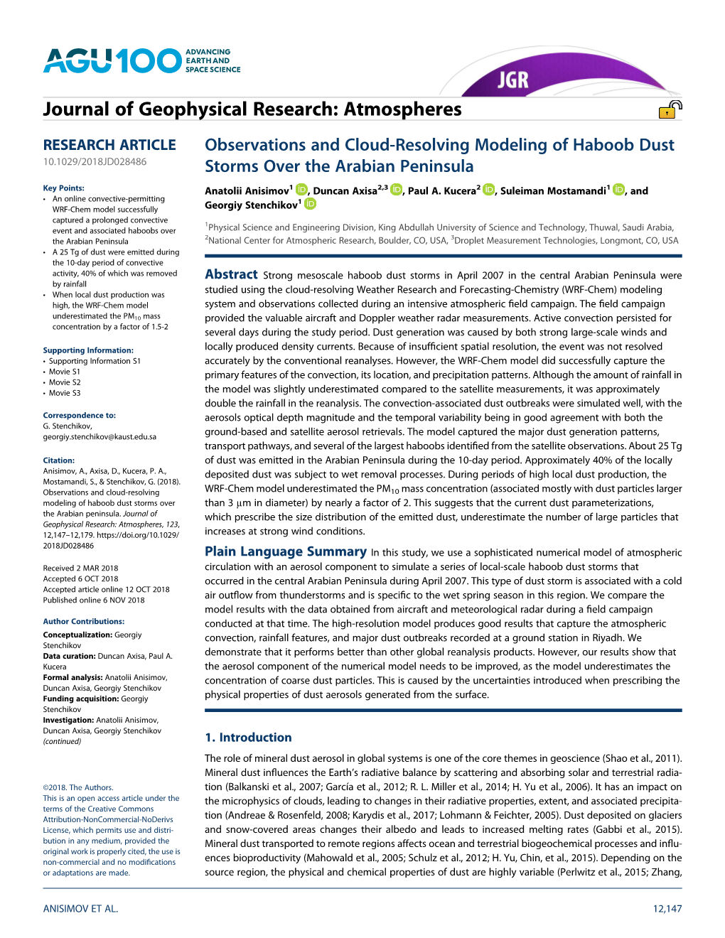 Observations and Cloud-Resolving Modeling of Haboob Dust Storms