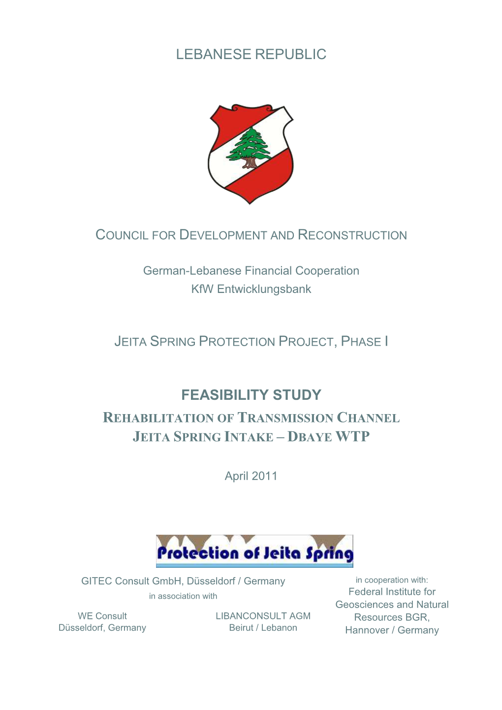 Feasibility Study: Rehabilitation of Transmission Channel Jeita Spring Intake