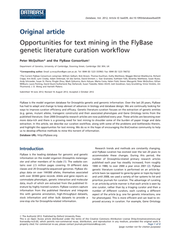 Opportunities for Text Mining in the Flybase Genetic Literature Curation Workflow