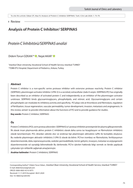 Protein C İnhibitörü/SERPİNA5 Analizi