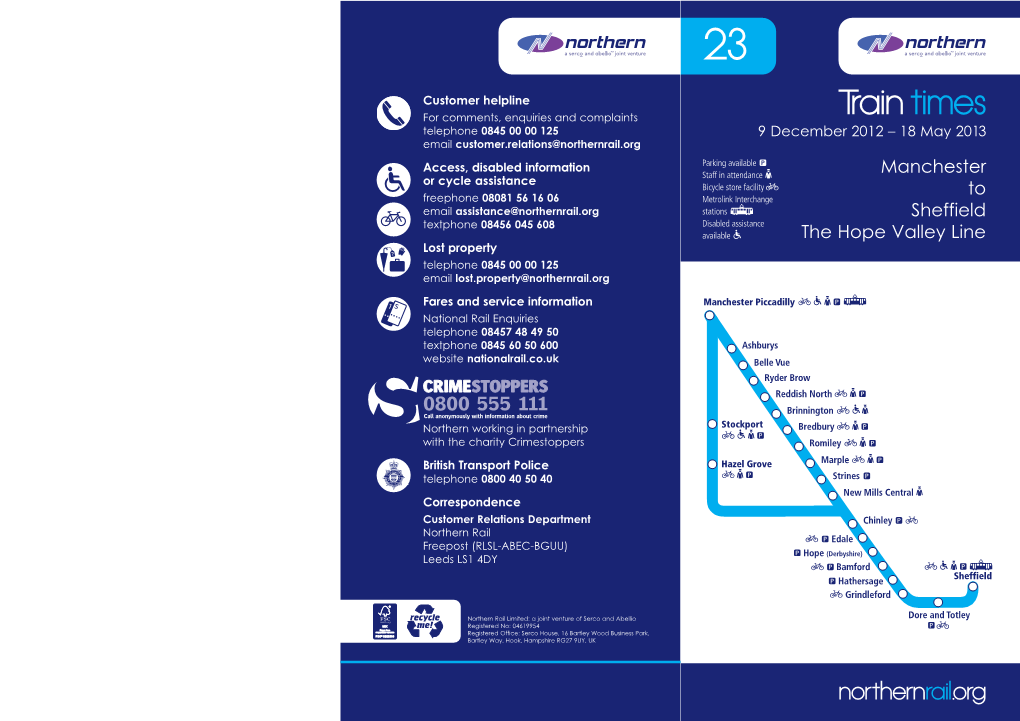 Northern Timetable 23 for Web.Indd