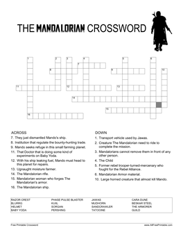 The Mandalorian Crossword