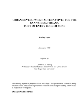 Urban Development Alternatives for the San Ysidro/Tijuana Port of Entry Border Zone