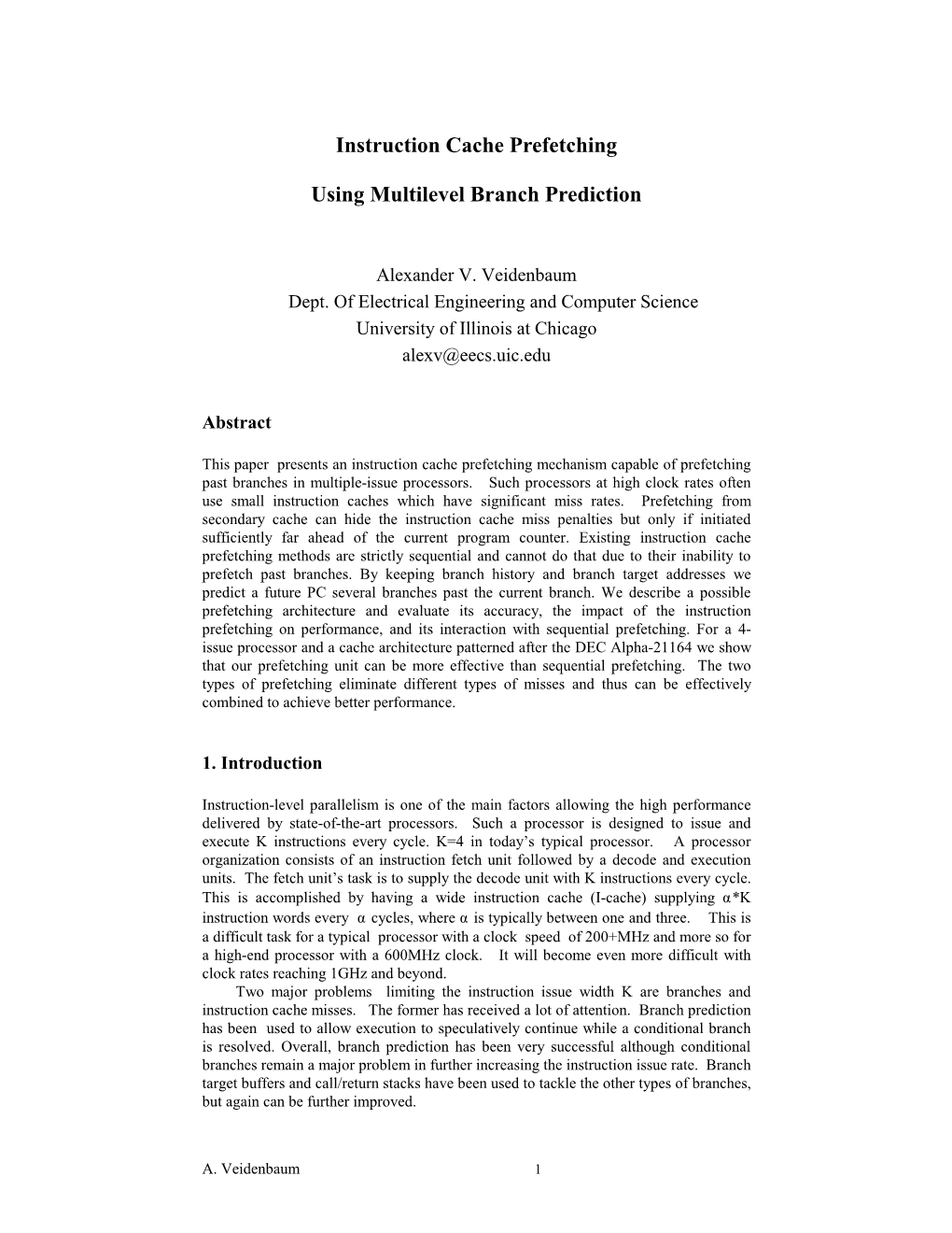 Instruction Cache Prefetching Using Multilevel Branch Prediction