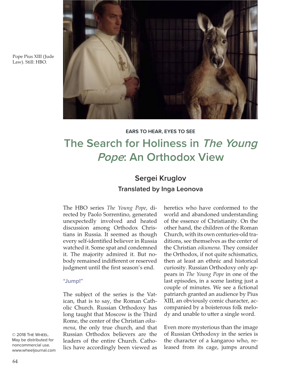 The Search for Holiness in the Young Pope: an Orthodox View