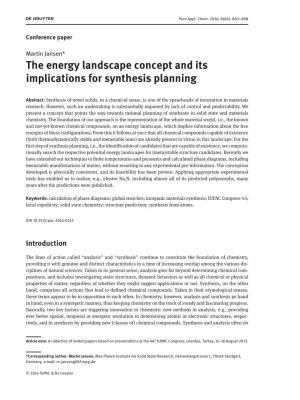The Energy Landscape Concept and Its Implications for Synthesis Planning