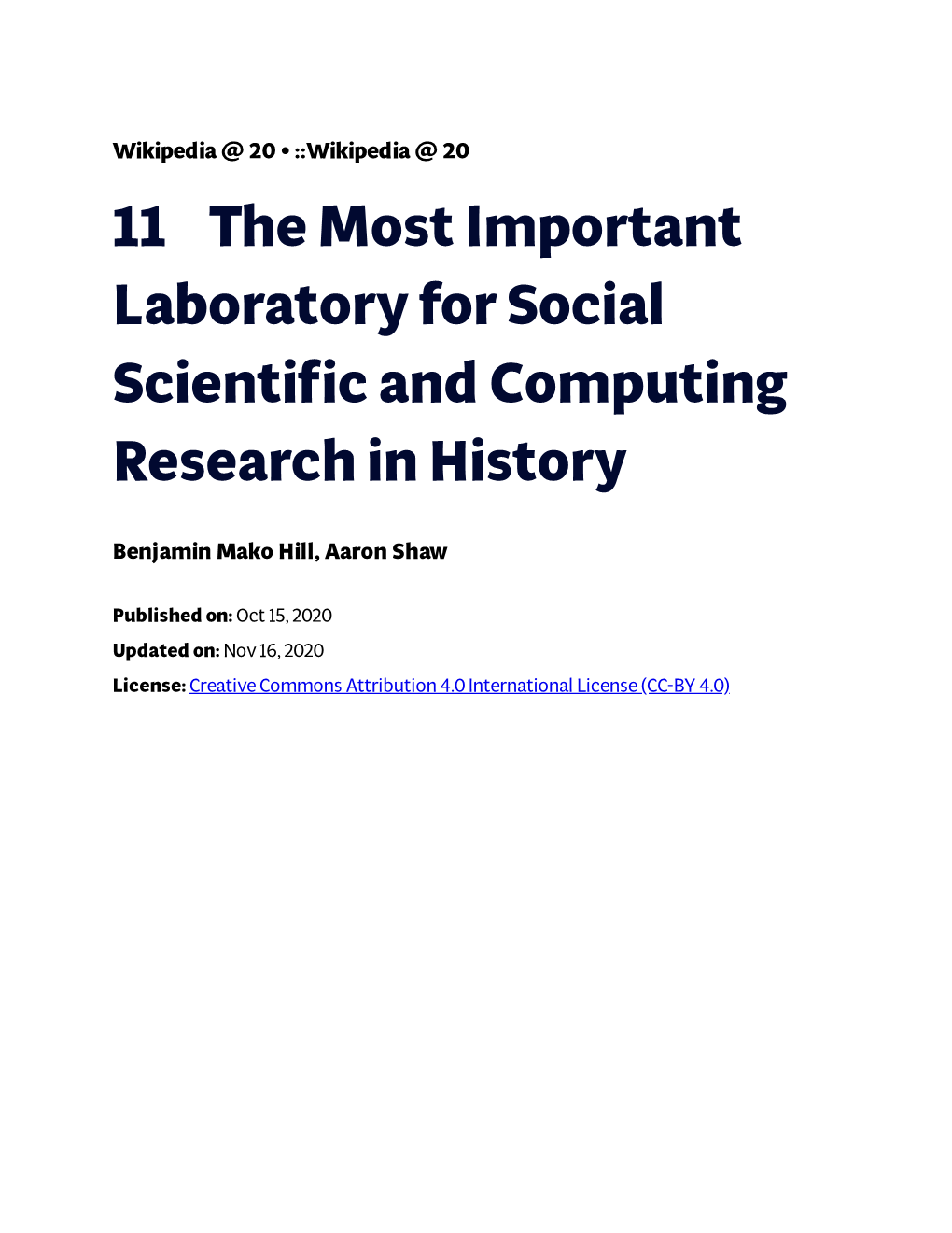 11€€€€The Most Important Laboratory for Social Scientific and Computing